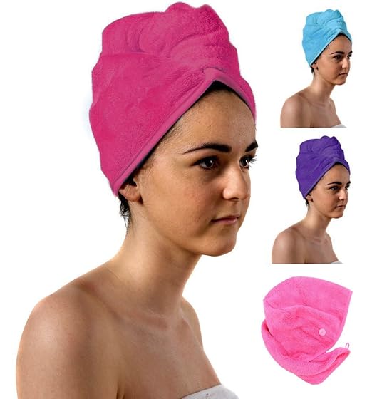 TowelsRus Spa Days Luxury Hair Turban, Pink, Absorbent Towel