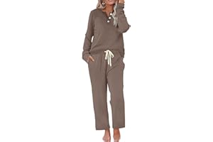 WIHOLL Lounge Sets for Women Two Piece Outfits Button Down Sweatsuit Sweatpant with Pockets Fall Fashion 2025