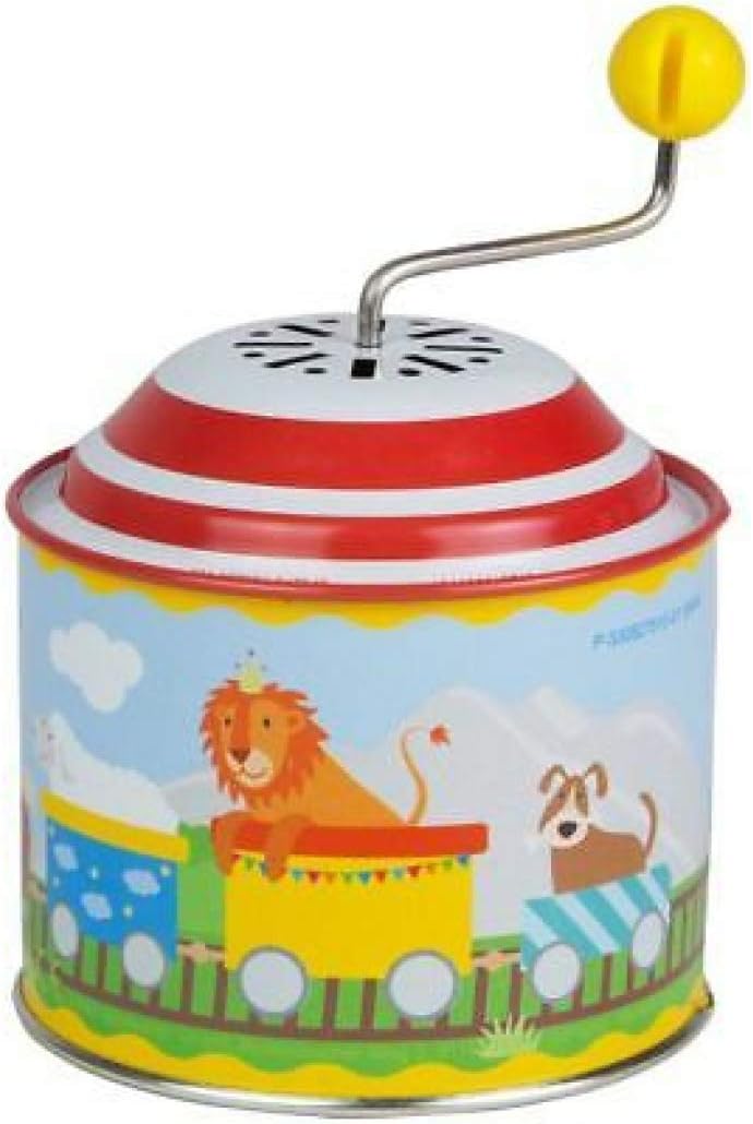 Lena tin toys 52751, Musical tin Train, musical tin with turning handle 10.5 x 7.5 cm, musical tin with melody Spring