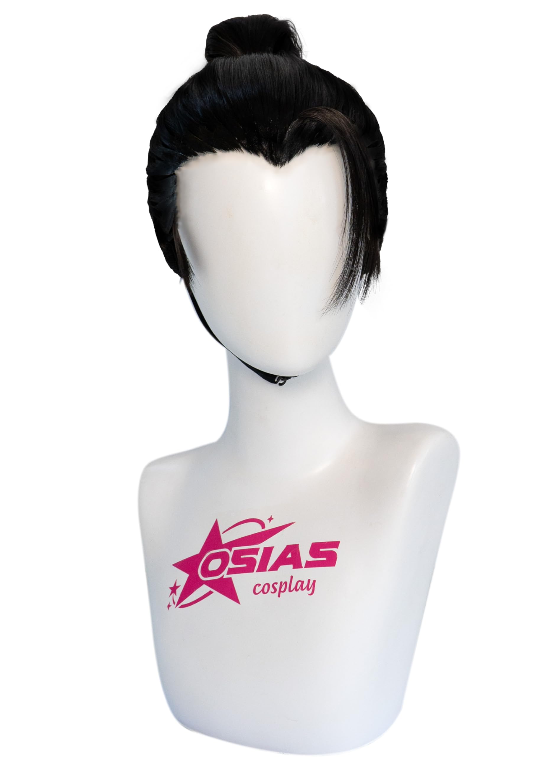 Photo 1 of OSIASWIG Black Straight Short Wig with Ponytail for Geto Suguru Cosplay From Anime JJK Synthetic Heat-Resistant Hair