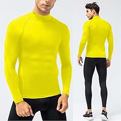 Mens Yellow Compression Shirt Long Sleeve Athletic