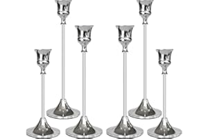 Showin Candlestick Holders Silver, 6 Packs Taper Candle Holder for Candlesticks, Candle Sticks Holder Decor for Home Decor