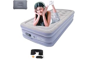 Onirii Twin Air Mattress Bed with Built in Pump,16 Inches High Airbed Inflatable Mattress,Comfort Thickened Blow Up Air Mattress,Travel Sleeping Bed Pad for Guests Home (Twin Size)