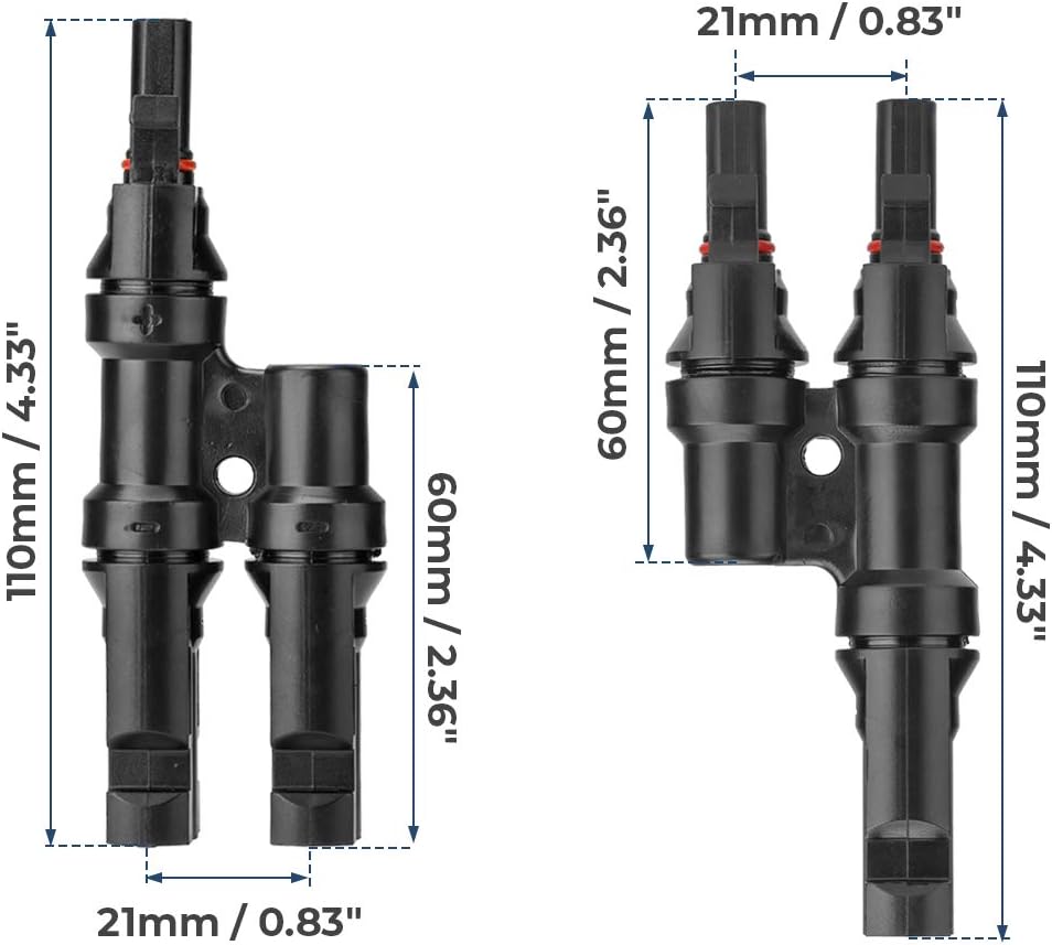 BougeRV Solar Branch Connectors Y Connector in Pair MMF+FFM for Parallel Connection Between Solar Panels : Garden & Outdoor