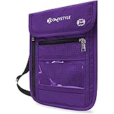 OMYSTYLE Neck Wallet, RFID Passport Holder for Travel, Adjustable Neck Strap, Waterproof Neck Pouch for Men & Women to Keep Cash, Credit Cards and Documents Safe, Purple (8x6)