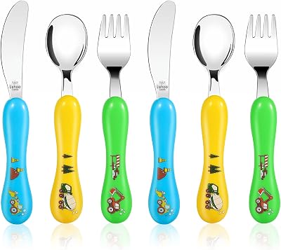 Lehoo Castle 6Pcs Kids Cutlery Set Stainless Steel Vehicles Toddler