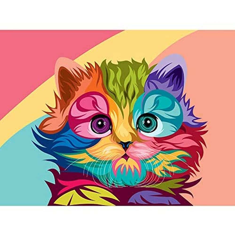 Cat Illustration Cute Colourful Art Print Canvas Premium Wall Decor Poster