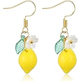Lemon Earrings, Lemon Earrings for Women Cute Fruit Dangle Accessories Gift for Women, Fruit Themed Charm Jewelry Accessories, Yellow 1Pair