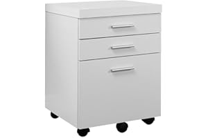 Monarch Specialties White Hollow-Core 3 Drawer File Cabinet on Castors