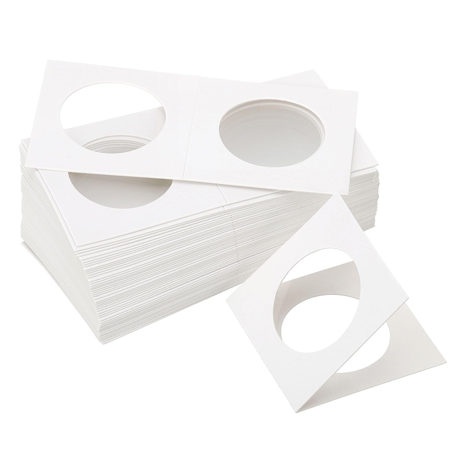 PATIKIL 2x2" Cardboard Coins Holders, 450 Pcs Coin Flips Cardboard Coin Holder Flips for 33 mm The Coin Collection Supplies Holder Storage, White