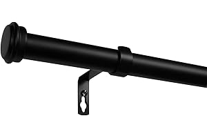 Exclusive Home Curtains - ER1029-01 84160 Topper Outdoor Curtain Rod and Finial Set, Adjustable 84"-160", Matte Black