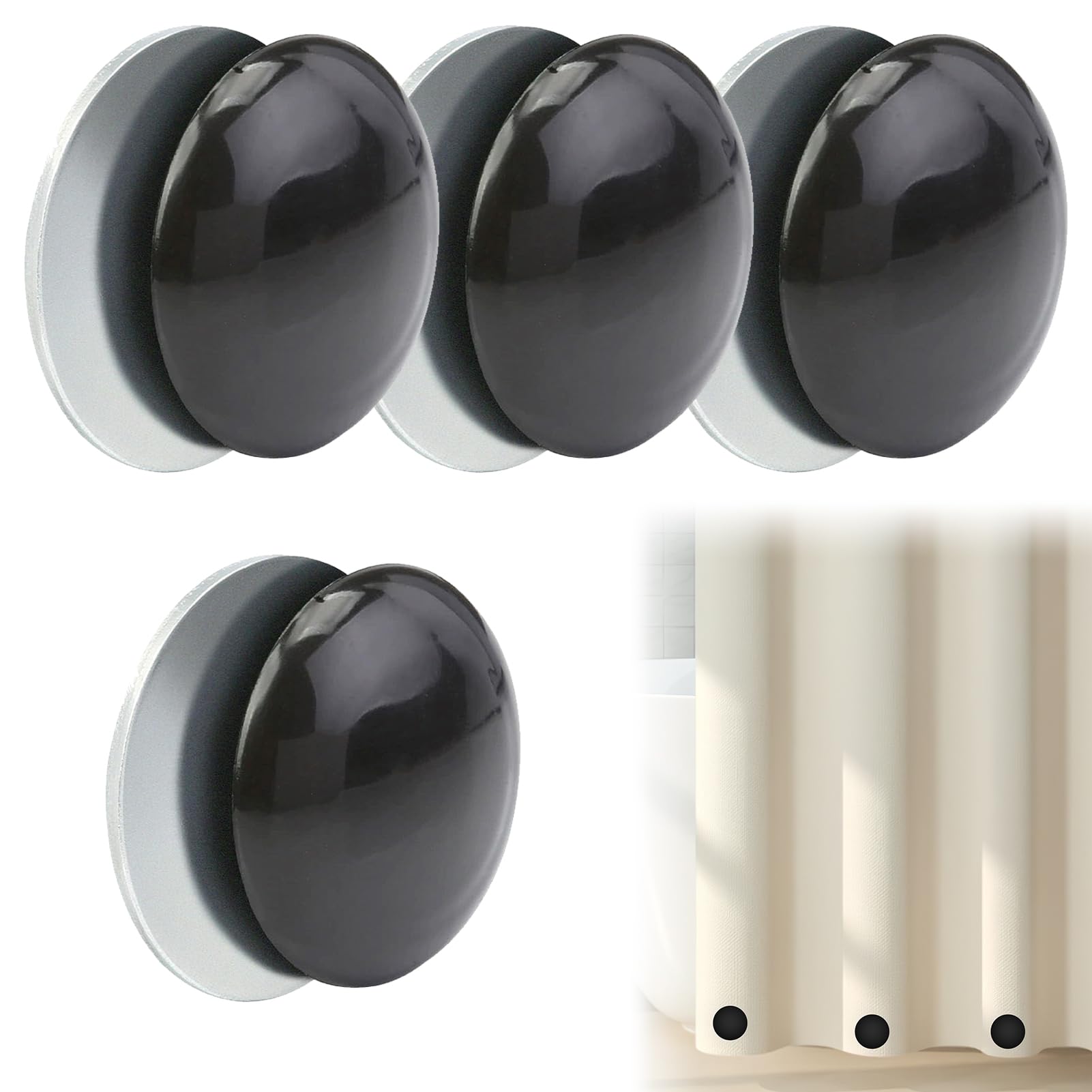 SMCEHEYA 4 Pcs Shower Curtain Weights Curtain Magnets for Fixing Hem Self Priming Shower Curtain Weights for Drapery Curtain Tablecloth 4cm Diameter Round Magnetic Clips