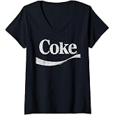 Womens Coca-Cola Distressed Original Logo V-Neck T-Shirt