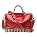Mn&Sue Punk Slouchy Soft PU Leather Red Purse Women Handbags Top Handle Satchel Crossbody Bags