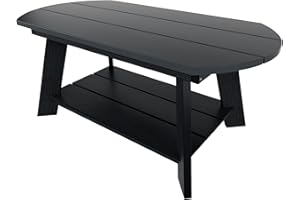 WestinTrends Tuscany Outdoor Coffee Table, Real Wood Like All Weather HIPS 2 Tier Patio Adirondack Coffee Table, Black