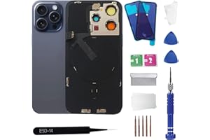 ZNZHKR 15Pro Back Glass Replacement with Wireless Charging Flex Cable and Camera Frame All Parts for iPhone 15 Pro(6.1Inch,Blue Titanium) Replacement of Equipment Waterproof Tape