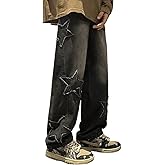 Mens Y2k Star Jeans High Waisted Hip Hop Streetwear Jeans Loose Baggy Embroidery Aesthetic Harajuku Denim Pants