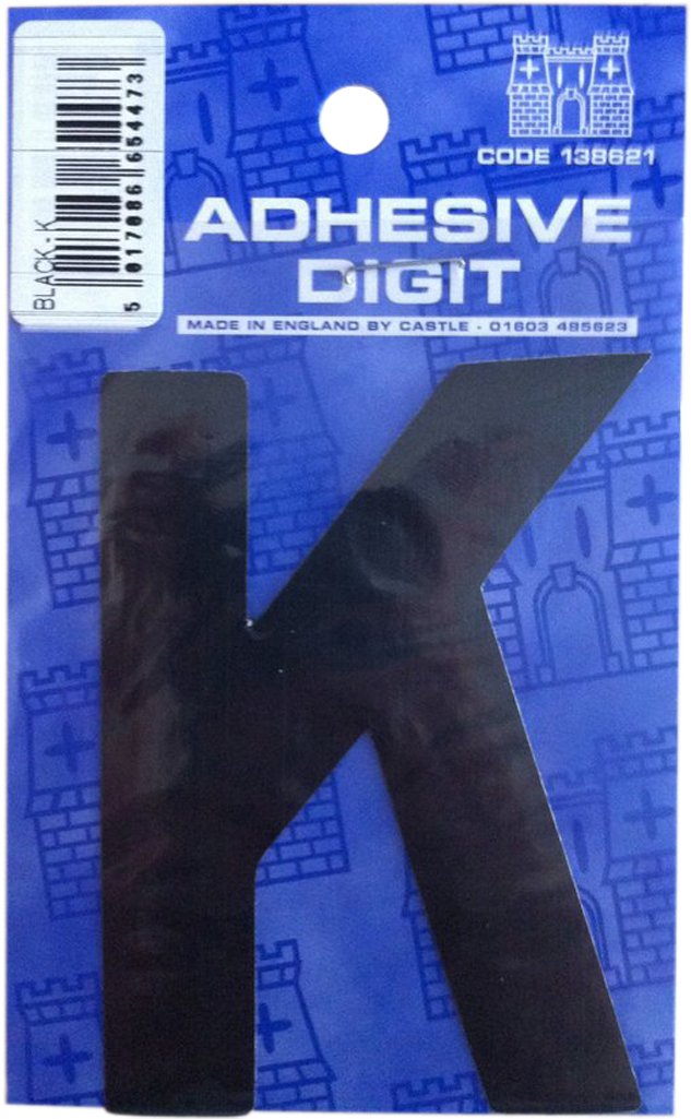 Castle DPX12K Self Adhesive Letter K 3-inches - Black (Pack of 12)