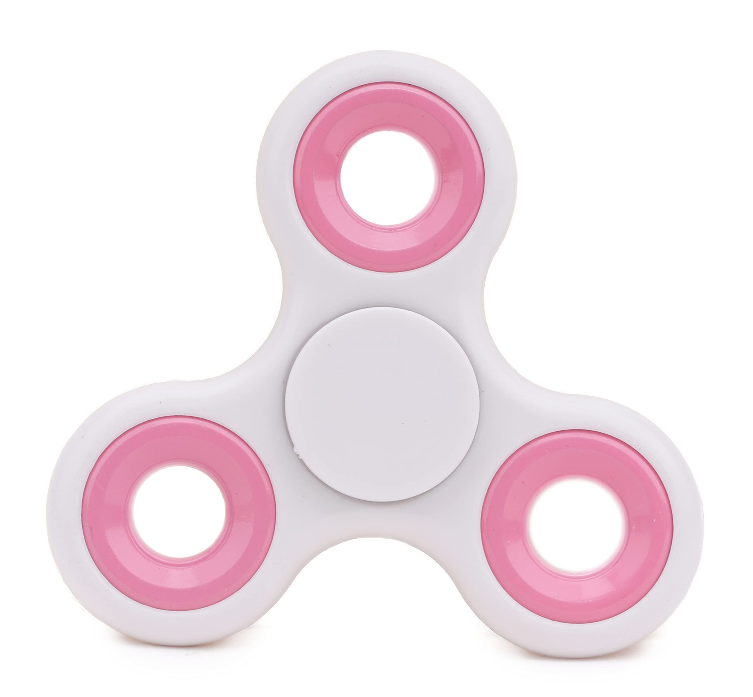 Toyland® Fidget Hand Spinner - Stress and Anxiety Relief - Assorted Colours (White & Pink Rings)
