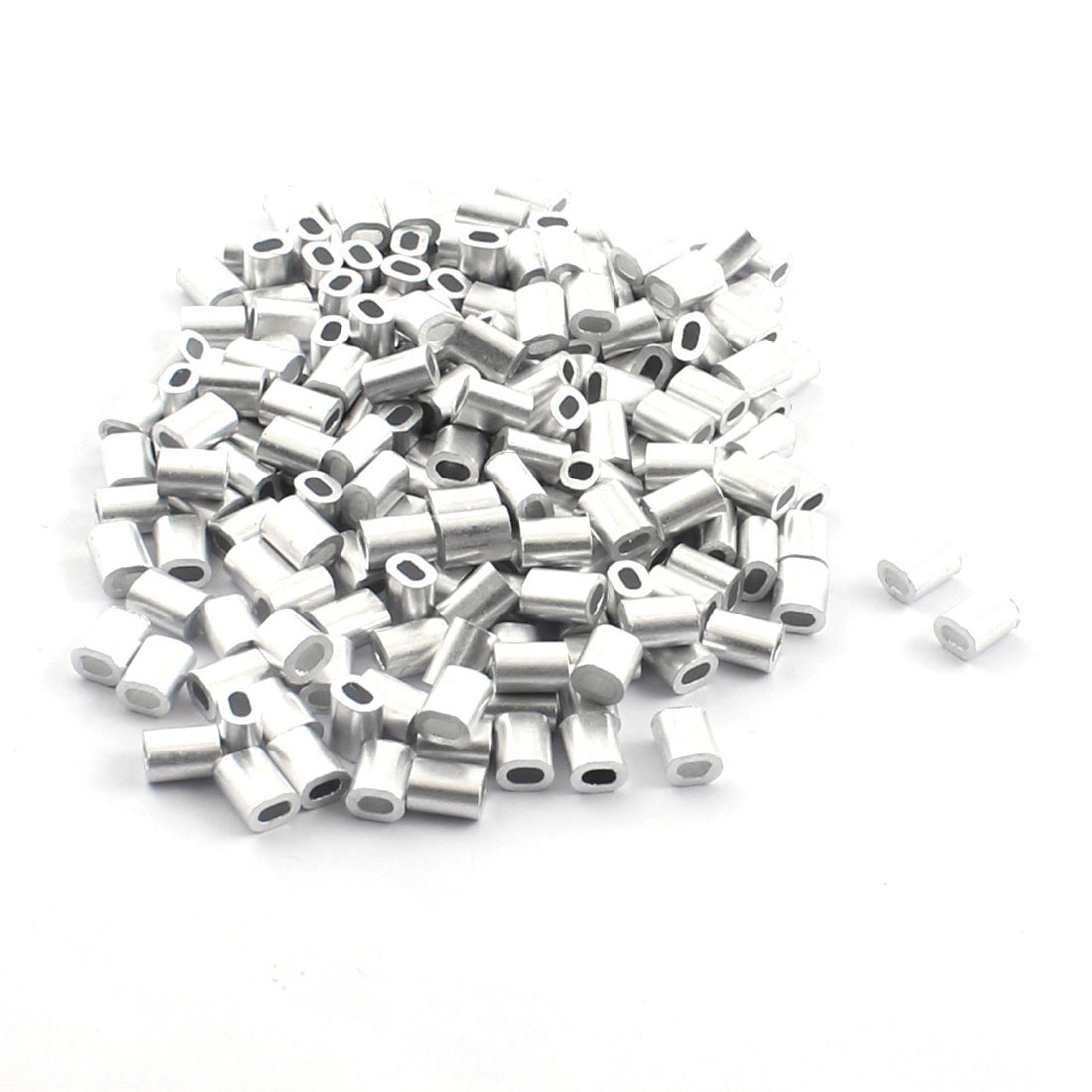 Sourcingmap 200PCS 1mm Steel Cables Aluminium Wire Rope Ferrules 5mm x 2mm