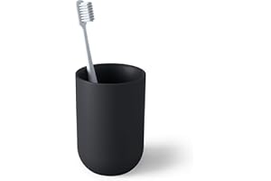 Umbra Junip Accessories Tumbler-Modern Black Resin Holder and Organizer, Perfect for Holding Toothbrushes, Make-up Brushes and Various Bath Items