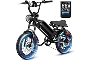 YOLOWAY Electric Bike for Adults,Electric Dirt Bike 2000W/1500W Peak Motor,E Bike 20"/16" *4 Fat Tire,All Terrain 32/28MPH Top Speed,Ebike Up 55-80 Miles Range,48V Removable Battery