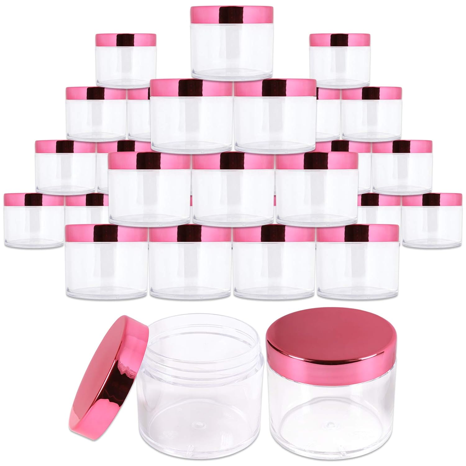 Beauticom 2 oz./ 60 Grams/ 60 ML Thick Wall Round Clear Plastic LEAK-PROOF Jars Container with ROSE GOLD Lids for Cosmetic, Lip Balm, Creams, Lotions, Liquids (36 Jars, Rose Gold) : Beauty