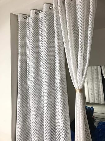 Buy Spanglehomes Heavy Tissue Net Imported Floral Curtains Semi Transparent Sheer Curtain Design Criss Cross Check Color White 4 4 X 9 Feet Long Door Online At Low Prices In India Amazon In