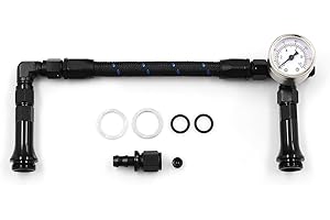 WNSEU Braided AN6 Dual Feed Carb Fuel Line Double Pump for Holley 4150 Carburetor with vacuum pressure gauge