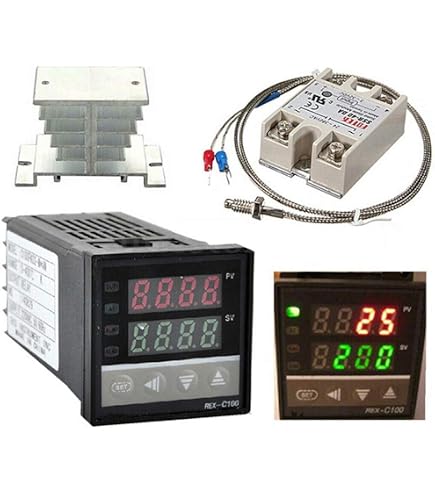 Digital PID Temperature Controller REX-C100 + SSR Relay + K Thermocouple - Complete Heating Control Kit