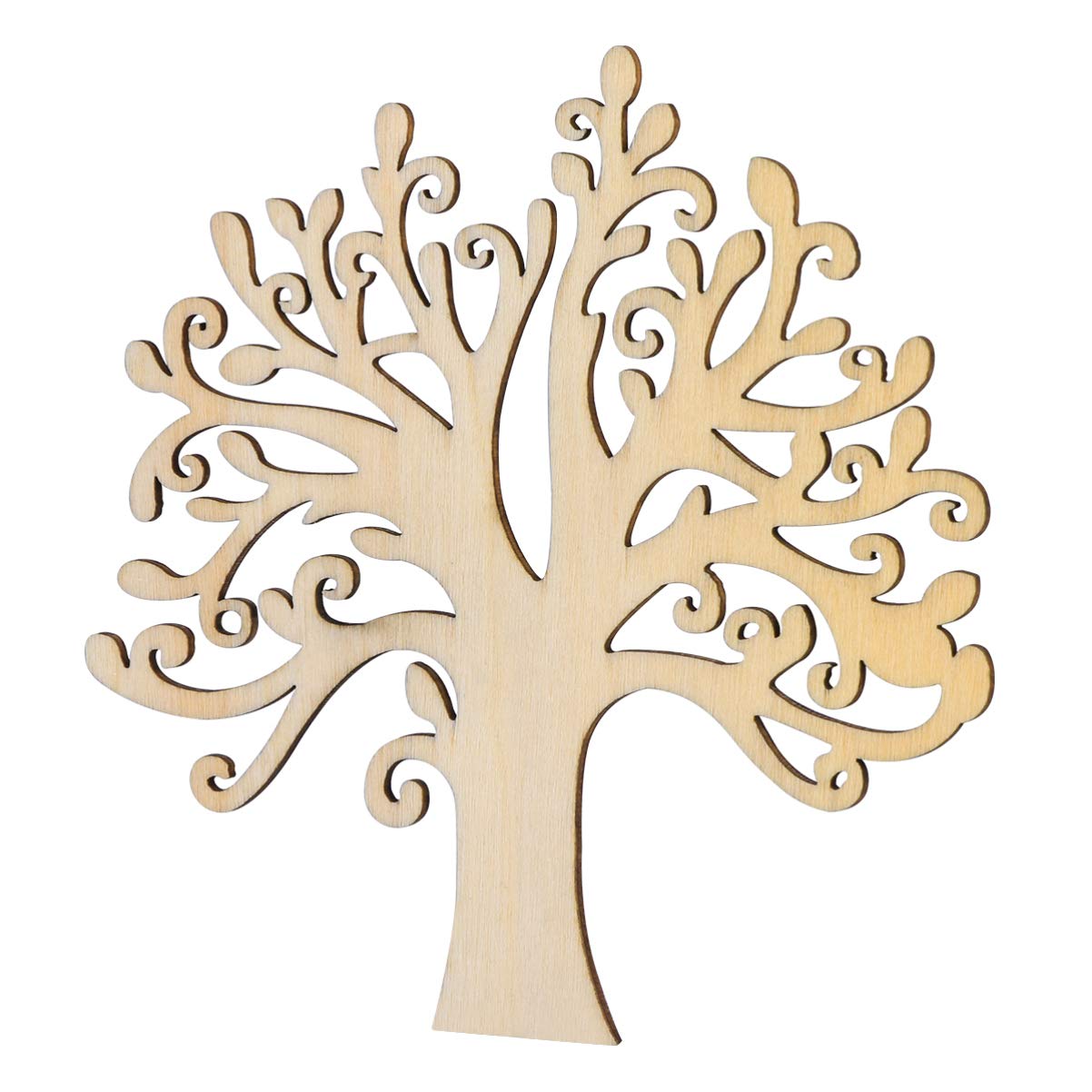WINOMO 10pcs Wooden Tree Embellishments DIY Blank Crafts Wood Tree Cutout Decor