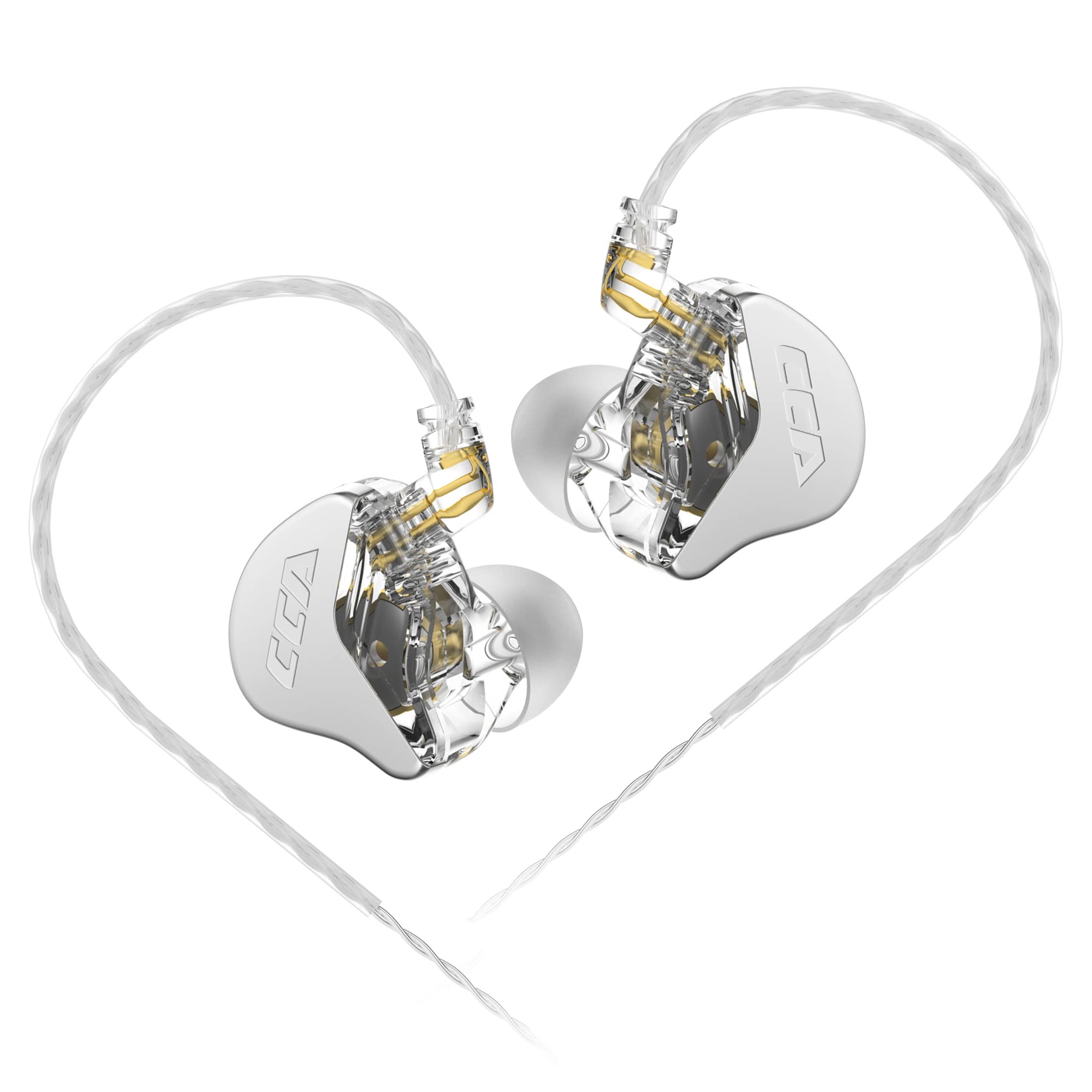 CCA CRA in Ear Earphone, Ultra-thin Diaphragm Dynamic Driver IEM, Clear Sound & Deep Bass, Wired Earbuds with Tangle-Free Removable Cord-White No Mic — image 1