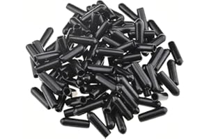 Acoeitl Round Rubber End Tube Bolt Caps Cover Plug Insert Screw Thread Protectors 1/8 Inch Inner Diameter 15mm Length Flexible Cover Sharp Tip Prevent Table Scratch Not Leave Marks Black 60Pcs