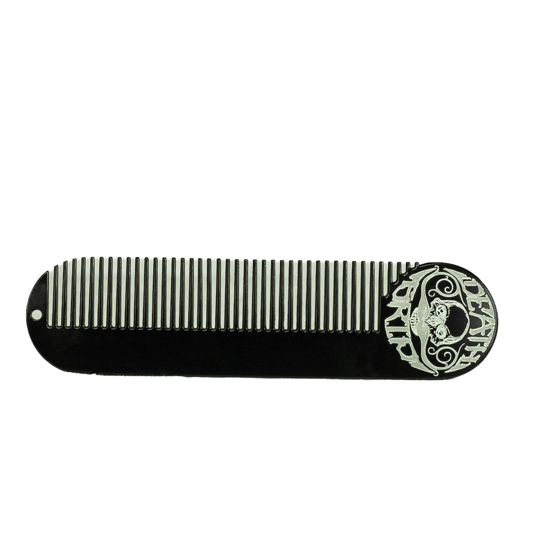 Hair Comb Death Grip 5" x 1.25" Keychain Comb | Fine Tooth Black Powder Coated Stainless Steel For Hair Styling & Beard & Moustache Grooming For Men