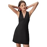 RIHOAS Black Elegant A Line Mini Dress - V-Neck Sleeveless Formal Cocktail Wedding Guest Dress for Women