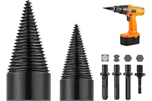 Zzunkn Wood Splitter Drill Bit, Firewood Drill Bit, 6Pcs Log Splitters Wood Splitting Drill Bit, 32MM + 42MM Removable Heavy Duty Electric Drills Screw Cone Driver with Round + Hex + Square Shank