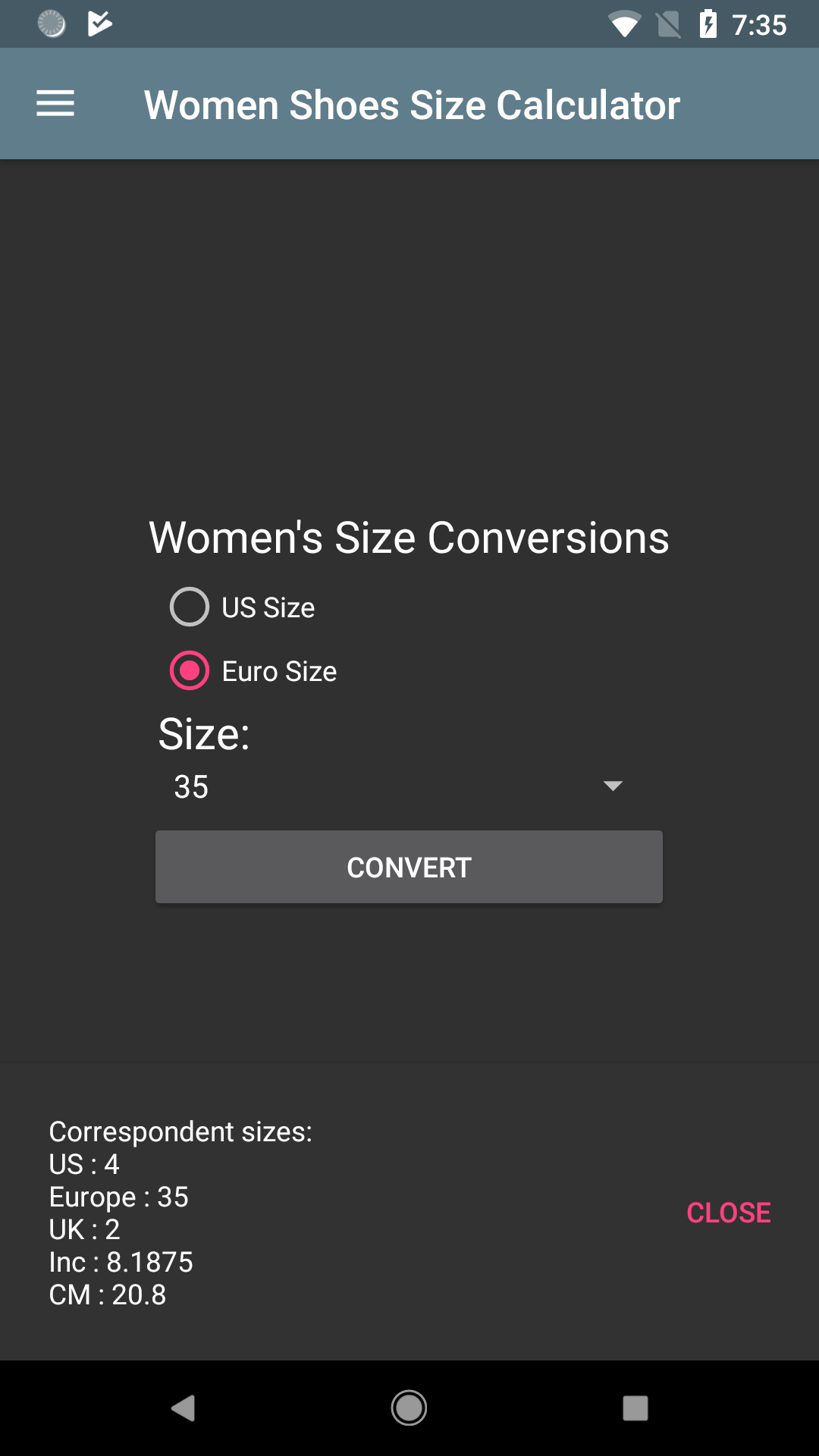 shoe size conversion amazon