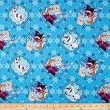 Disney Frozen Sisters Ice Skating Framed Blue Fabric By The Yard