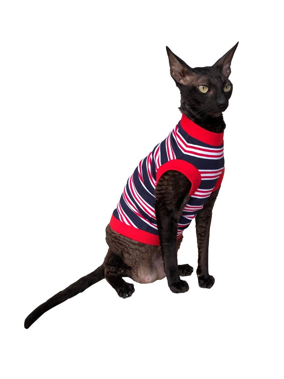 Kotomoda CAT WEAR T-shirt Dark blue-red-white stripes (M) — image 1