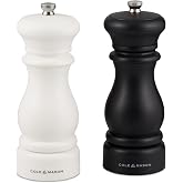 Cole &amp; Mason Southwold Classic Salt &amp; Pepper Mill Set, 6.5", Black &amp; White | Adjustable Salt and Pepper Grinders, Refillable Spice Tools, Hand Wash