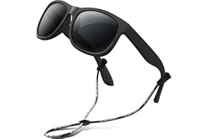 RIVBOS Kids Sunglasses with Strap Polarized UV Protection Flexible Rubber Shades for Boys Girls RBK023