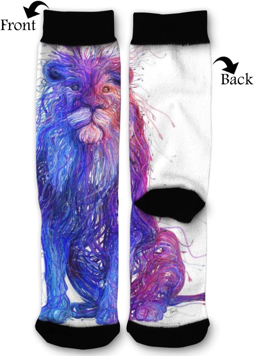 EKUIOP Socks Lion Line Funny Fashion Novelty Advanced Moisture Wicking Sock for Man Women