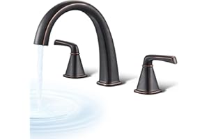 HANALLX Brass Roman Gooseneck Tub Filler, Oil Rubbed Bronze Garden Tub Faucet Deck Mount Bath Faucet Set, 3 Hole High Flow with Valve & Hose, 12-20in Widespread