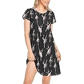 ZzWwR Stylish Women's Girls Comfy Nightgown Floral Short Sleeve Nightshirts Loose PJs House Dress S-XXL