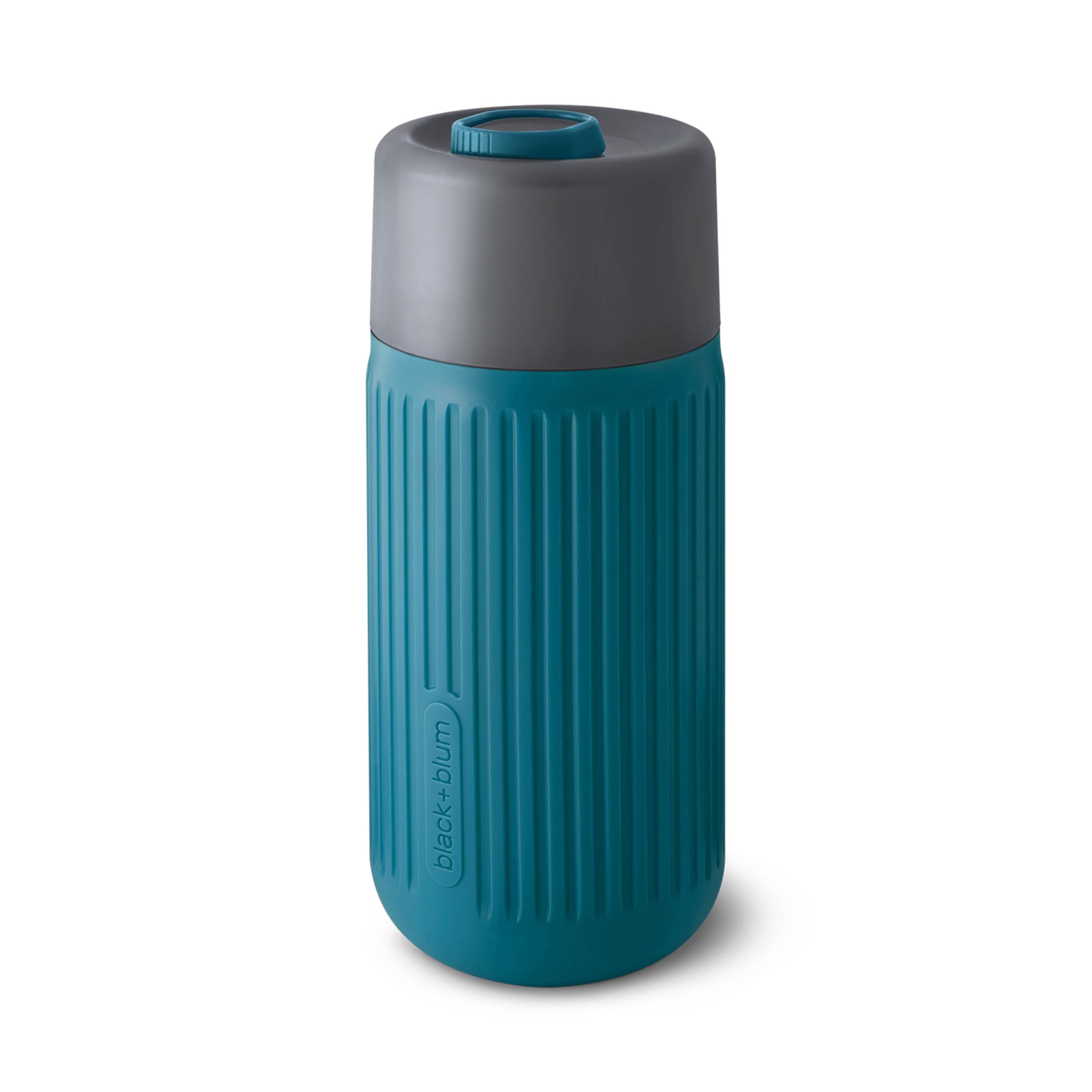 BLACK + BLUM - Leak Proof & Taste-Neutral Glass Travel Cup - Silicone Sleeve & Lockable Cap - Dishwasher Safe, Ocean - 340ml
