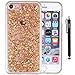 iPhone 7 Case, iYCK Luxury Bling Glitter Sparkle [Gold Foil Embedded] Transparent Flexible Soft Rubber Gel TPU Protective Shell Hybrid Bumper Case Cover for Apple iPhone 7 4.7inch - Champagne Gold
