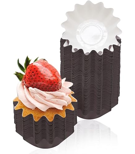 Chstarina 50 stuks parelmoer papier cupcake wraps, wijnstok kant cupcakes voeringen, bakken cake cups wraps, cupcake muffin papieren houders voor