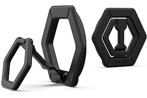 URBAN ARMOR GEAR UAG Magnetic Phone Ring Stand Compatible with MagSafe Magnet, Removable Metal Finger Ring Grip & 360 Rotation Adjustable Kickstand for iPhone 17, Galaxy S25, Black/Black