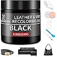 Leather Recoloring Balm,8.5oz Leather Color Restorer,Black Leather Repair kit for Furniture and Car Interior,Leather Couch Scratch Repair,Leather Dye Paint for Faded,Cracked and Damaged Leather