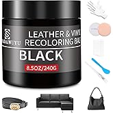 Leather Recoloring Balm,8.5oz Leather Color Restorer,Black Leather Repair kit for Furniture and Car Interior,Leather Couch Scratch Repair,Leather Dye Paint for Faded,Cracked and Damaged Leather
